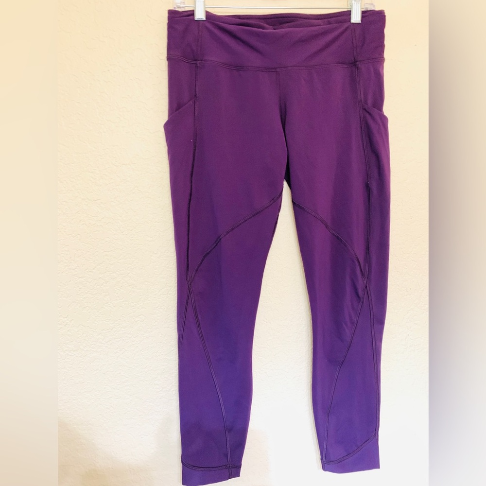 Size 10 lululemon mesh legging. Purple Mesh Crossover Back Stash Pocket Mid Rise